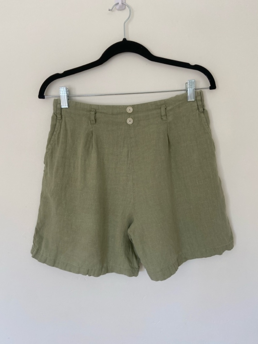 Mus and Bombon 100% Linen Shorts Sage Green size Large - Picture 2 of 9